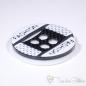 Preview: Set of 6 plastic button white 12mm with black pattern and inscription "Fashion"