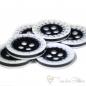 Preview: Set of 6 plastic button white 12mm with black-yellow border