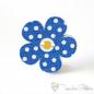 Preview: Wooden button flower blue with white dots, 2 holes