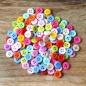 Preview: Set of 10 - 11mm plastic buttons, color mixed - 4 holes