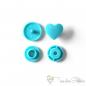 Preview: Set of 10 KAM-Snaps T5 hearts turquoise - Ø 12,4mm