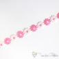 Preview: Pink daisy embroidered lace - approx. 2.6cm wide