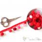 Preview: Red PomPon ribbon - approx. 1,5cm width and 1cm pompoms