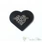 Preview: Synthetic leather heart patch black with antique-silver heart