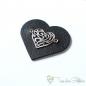 Preview: Synthetic leather heart patch black with antique-silver heart