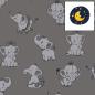 Preview: 0.5 Meter Summer Sweat/French Terry Color Change UV Grey Fabric with Cute Elephants