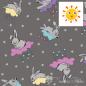 Preview: 0,5 meter Alpen Fleece Colour change-UV fabric grey with cute bunnies