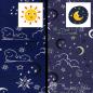 Preview: 0,5 meter cotton jersey Glow in the Dark - dark blue with clouds and stars