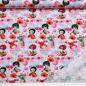 Preview: 0,5 meter cotton jersey white pink with flowers and elves