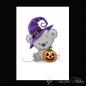 Preview: 1 piece French Terry Halloween Panel Bear with Pumpkin Head