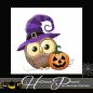 Preview: 1 piece French Terry Halloween Panel Owl with Pumpkin