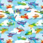 Preview: 0,5 meter cotton jersey baby blue with planes