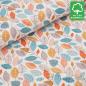 Preview: 0,5 Meter BIO Baumwolljersey Autumn Leaves weiß