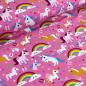 Preview: 0.5 meter cotton jersey neon pink with unicorns, rainbows and colorful hearts