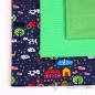 Preview: Cotton jesery fabric package Farm in jeans and neon green