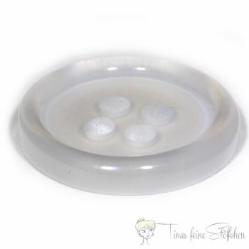 Set of 5 plastic button pearl white semi-transparent 15mm - 4 holes