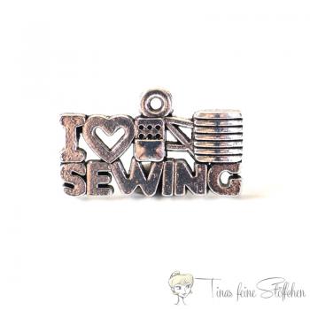 "I Love Sewing" Metal Pendant