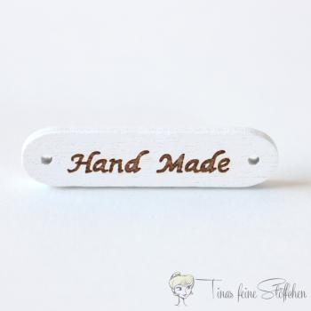 Hand Made wooden button white with gold writing