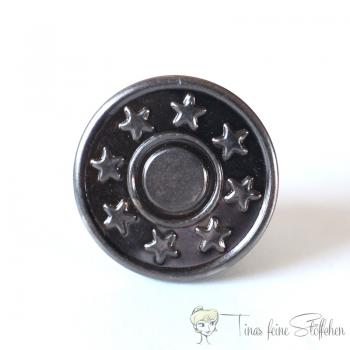 Metal Jeans button, dark silver, Ø ca. 17mm, stars