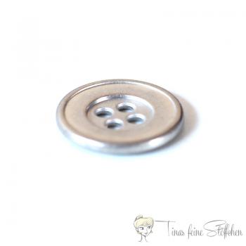 Metal button 15mm - silver 4-hole, flatback