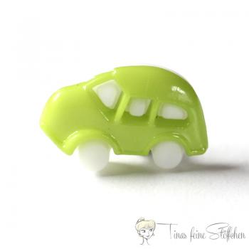 Plastic button car green-white, approx. 17x11mm