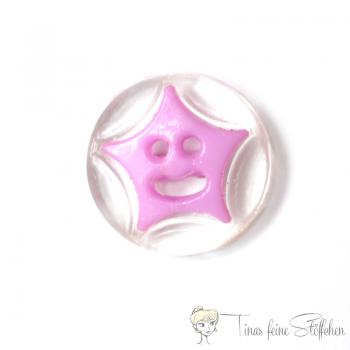 Plastic button star smiley transparent-purple, Ø approx. 14mm