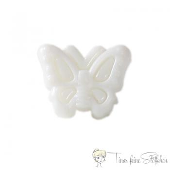 Plastic button butterfly white-white, ca. 12x15mm