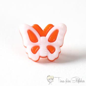 Plastic button butterfly white-orange, ca. 12x15mm