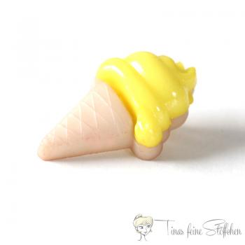 Plastic button ice cream beige-yellow, ca. 13x21mm