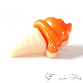 Plastic button ice cream beige-orange, ca. 13x21mm