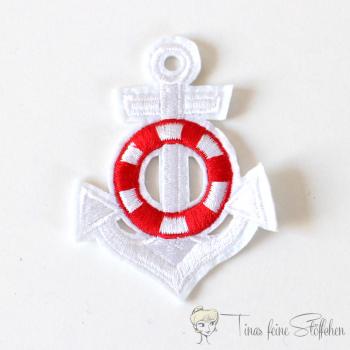 Embroidery application white Anchor with lifebelt