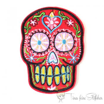 Embroidery applique mexican punk rock skull