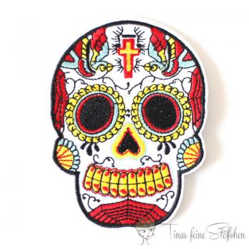 Embroidery applique mexican punk rock skull