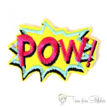 "POW!" Aufbügel Stickapplikation