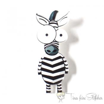 Funny zebra brooch for bags or jackets