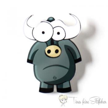 Funny buffalo brooch for bags or jackets