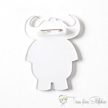 Funny buffalo brooch for bags or jackets