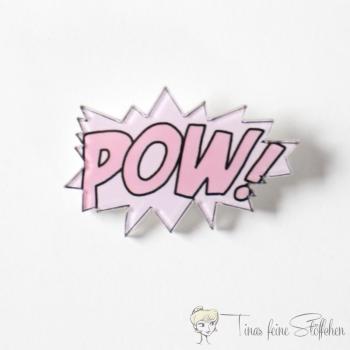 Funny "POW!" cartoon brooch for bags or jackets