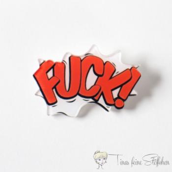 Funny "FUCK!" cartoon brooch for bags or jackets