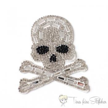 Funkelnder Strass Aufbügler Motiv Totenkopf