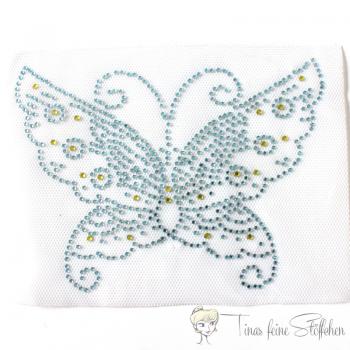 Sparkling Strass Iron-on Motif butterfly light blue