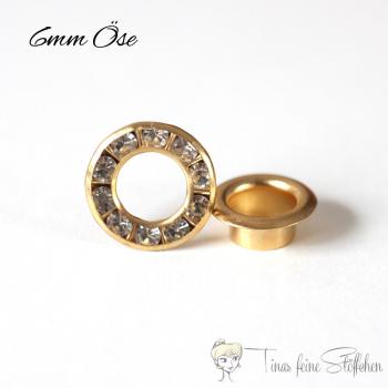 Set of 10 - 6mm gold eyelets with rhinestones - Kopie