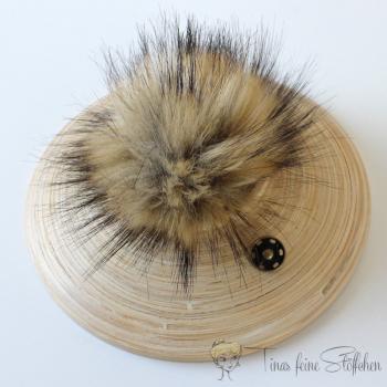 Coon artificial fur PomPom nature - ca. 10cm with press stud