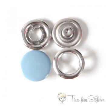 10er Set geschlossenen 11mm Jersey Druckknöpfe in der Farbe Taubenblau