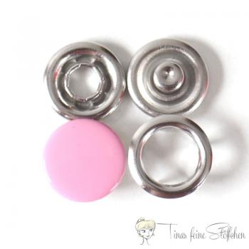 Set of 10 closed 11mm Jersey snaps in pink colour