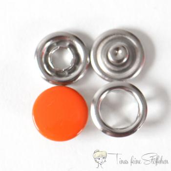 Set of 10 closed 11mm Jersey snaps in orange colour