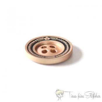 Metal button 15mm - brass 4-hole, flatback