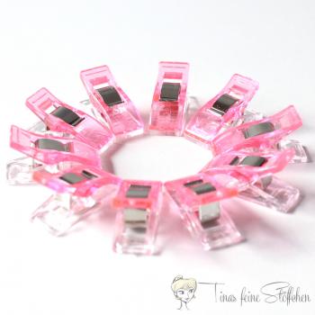 Set of 10 pink fabric clips "Wonder Clips" - ca. 2,7cm length