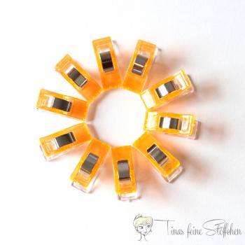 Set of 10 yellow-orange fabric clips "Wonder Clips" - ca. 2,7cm length