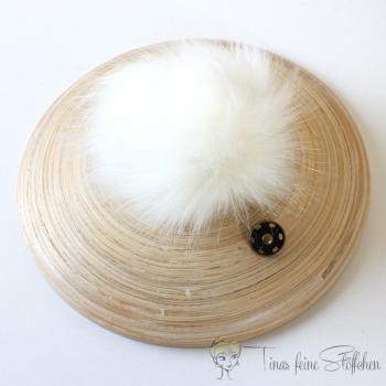 Fox artificial fur PomPom white - ca. 10cm with press stud